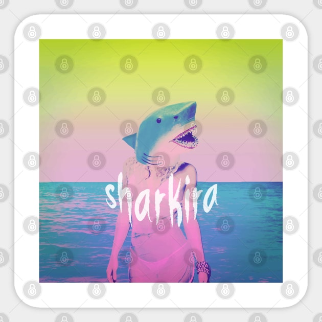 sharkira summer shirt and more Sticker by Naive Rider